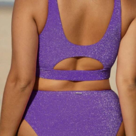 BERLOOK PLUS SIZE Purple Lurex Cut Out TOP AND Purple Lurex Cut Out BOT 02 - Picture 3 of 10